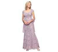 Alex Evenings Robe Courte brodée sans Manches - Violet - 46 Menue