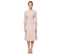 Alex Evenings Robe en Dentelle à Paillettes pour Femme Taille Petite et régulière - Rose - 46