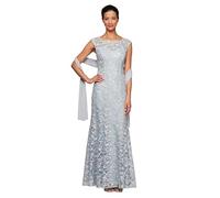 Alex Evenings - Robe - Manches Longues Femme - Bleu - 48 Petite