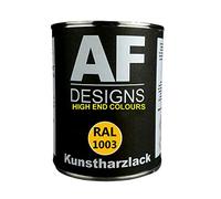 Alex Flittner Designs 1 Litre Résine Vernis Laque Teintée Peinture à Base de Résine RAL1000-1037 Brillant Satiné Mat - RAL1003 Jaune Signal Satiné