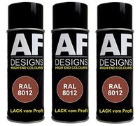 Alex Flittner Designs 3x RAL Bombe à laque Autolack Peinture aérosol couleur RAL8012 ROUBRUN mat