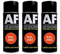 Alex Flittner Designs 3X Ral Spray Peinture Vernis Voiture Laque Teintée Pulvérisation RAL2002 Orange Sanguine Brillant