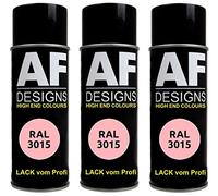 Alex Flittner Designs 3X Ral Spray Peinture Vernis Voiture Laque Teintée Pulvérisation RAL3015 Rose Clair Brillant
