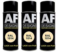 Alex Flittner Designs 3x RAL Vernis de peinture automobile - Peinture de couleur aérosol RAL1014 IVOIRE mat satiné