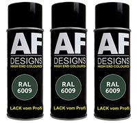 Alex Flittner Designs 3x Spray de peinture RAL Peinture automobile Peinture colorée Bombe aérosol RAL6009 VERT SAPIN satiné mat