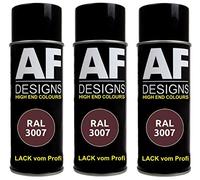 Alex Flittner Designs Lot de 3 bombes de peinture RAL pour voiture - Couleur : noir mat - RAL3007