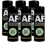 Alex Flittner Designs Lot de 6 bombes de peinture RAL pour voiture - Couleur : vert pâle - Mat mat - RAL6021