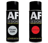 Alex Flittner Designs Lot de bombes de peinture de voiture compatible avec Citroën EZR Gris aluminium métallisé Vernis transparent 400 ml