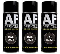 Alex Flittner Designs RAL 8022 Lot de 3 bombes de peinture pour voiture Marron foncé mat 400 ml