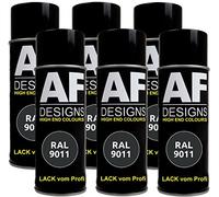 Alex Flittner Designs RAL 9011 Lot de 6 bombes aérosols pour voiture Noir graphite mat 400 ml