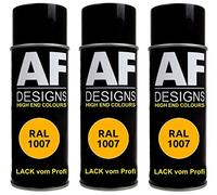 Alex Flittner Designs RAL Lot de 3 bombes de peinture pour voiture en aérosol brillant pour toutes les couleurs RAL (RAL1007 jaune narcissique)