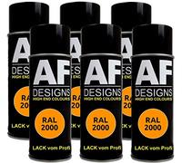 Alex Flittner Designs RAL Lot de 6 bombes de peinture pour voiture RAL RAL 2000 jaune orange brillant