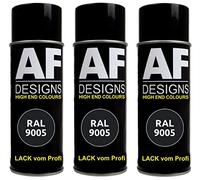 Alex Flittner Designs Spray de peinture noir brillant RAL 9005 noir profond 3 x 400 ml