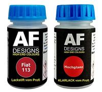 Alex Flittner Designs Stylo de retouche compatible avec Fiat 113 Rosso Racing + Set de peinture automobile comprenant vernis transparent et peinture de base, 50ml chacun