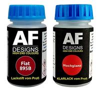 Alex Flittner Designs Stylo de retouche compatible avec Fiat 895B Rosso Passione + Set de peinture automobile comprenant vernis transparent et peinture de base, 50ml chacun