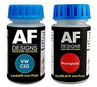 Alex Flittner Designs Stylo de retouche compatible avec VW/Volkswagen C5G LC5G Coastal Blue Pearl + Set de peinture automobile comprenant vernis transparent et peinture de base, 50ml chacun