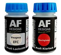 Alex Flittner Designs Stylo de retouche pour Peugeot EFC Blanc Perle Nacre + vernis transparent 50 ml