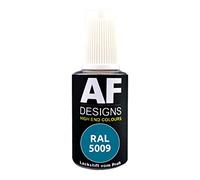 Alex Flittner Designs Stylo de retouche RAL 5009 bleu azote mat 20 ml Stylo de réparation acrylique peinture retouche bois métal meubles salle de bain