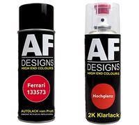 Alex Flittner Designs Vernis Voiture Pulvérisation Kit pour Ferrari 133573 Rosso Corse 2K Vernis Transparent Basislack Aérosol Spray 2x400ml