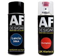 Alex Flittner Designs Vernis Voiture Pulvérisation Kit pour Lancia 586A Bleu Misano Perle 2K Vernis Transparent Basislack Aérosol Spray 2x400ml