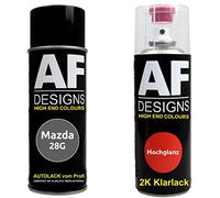 Alex Flittner Designs Vernis Voiture Pulvérisation Kit pour Mazda 28G Sombre Ombre Gray Perle Métallique 2K Vernis Transparent Basislack Aérosol Spray 2x400ml