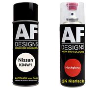 Alex Flittner Designs Vernis Voiture Pulvérisation Kit pour Nissan K04W1 Blanc 2K Vernis Transparent Basislack Aérosol Spray 2x400ml