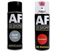 Alex Flittner Designs Vernis Voiture Pulvérisation Kit pour Opel Z163 Argent Clair Métallique 2K Vernis Transparent Basislack Aérosol Spray 2x400ml