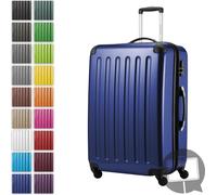 Alex - Grande valise rigide pour bagages enregistrés avec extension Trolley Valise à roulettes Check-In Valise de voyage XL 75 cm, 119 L, 4 roulettes, brillant,Bleu foncé
