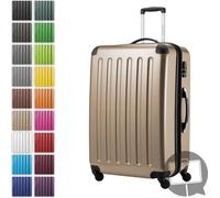 Alex - Grande valise rigide pour bagages enregistrés avec extension Trolley Valise à roulettes Check-In Valise de voyage XL 75 cm, 119 L, 4 roulettes, brillant,Champagne