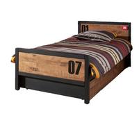 Vipack Pack lit enfant Alex 90x200 cm - Sommier et tiroir - Marron/Noir