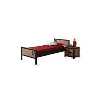 Vipack Lit simple Alex 90x200 cm pin massif avec sommier et table de chevet Noir