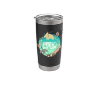 Alex - Nom de garçon cool avec des dinosaures colorés Gobelet isotherme en acier inoxydable double paroi