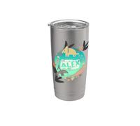 Alex - Nom de garçon cool avec des dinosaures colorés Gobelet isotherme en acier inoxydable double paroi