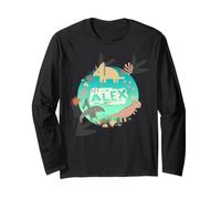 Alex - Nom de garçon Cool avec des Dinosaures colorés Manche Longue