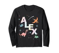 Alex - Nom de garçon Cool avec des Dinosaures Manche Longue