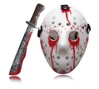 Alex Terrifying Hockey Mask - Masque d'Horreur pour Adultes - Halloween, Carnaval, Fête et Cadeaux (Saignant)