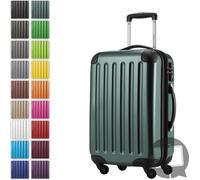 Alex - Valise bagage à main avec extension trolley cabine 4 roulettes, bagage à bord pour chaque compagnie aérienne, trolley de voyage taille S coque dure brillante, 55 cm, 42 litresVert forêt