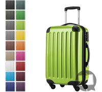 Alex - Valise bagage à main avec extension trolley cabine 4 roulettes, bagage à bord pour chaque compagnie aérienne, trolley de voyage taille S coque dure brillante, 55 cm, 42 litresvert pomme