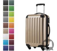 Alex - Valise bagage à main avec extension trolley cabine 4 roulettes, bagage à bord pour chaque compagnie aérienne, trolley de voyage taille S coque dure brillante, 55 cm, 42 litresChampagne