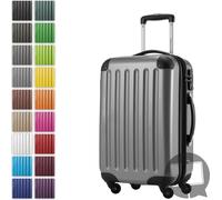 Alex - Valise bagage à main avec extension trolley cabine 4 roulettes, bagage de bord pour chaque compagnie aérienne, trolley de voyage taille S coque dure brillante, 55 cm, 42 litresargent