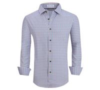 Alex Vando Chemise boutonnée pour homme infroissable extensible 4 directions chemise d'affaires décontractée, bleu marine/orange, Taille L