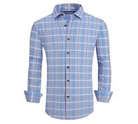 Alex Vando Chemise boutonnée pour homme infroissable extensible 4 directions chemise d'affaires décontractée, bleu/orange, Taille XL