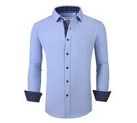 Alex Vando Chemise décontractée boutonnée à manches longues pour homme Coupe droite - bleu - XX-Large