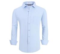 Alex Vando Chemise habillée infroissable pour homme, coupe droite, chemise boutonnée extensible dans les 4 sens, bleu vif, Taille XL