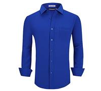 Alex Vando Chemise Habillée Infroissable pour Homme, Coupe Droite, Chemise Boutonnée Extensible dans Les 4 Sens, Bleu Royal, Taille M