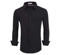 Alex Vando Chemise Habillée Infroissable pour Homme, Coupe Droite, Chemise Boutonnée Extensible dans Les 4 Sens, Noir, Taille XL