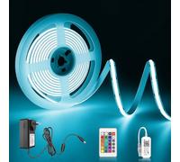 Alexa COB LED Bande WiFi RGB 2M Kit, 12V Arote RGB Ruban LED Dimmable COB LED Strip avec contrôleur et alimentation, Haute Densité 576LEDs/M, Contrôle App, Musique Sync, DIY Changement de couleur