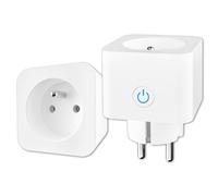 Alexa Prise Connectée WiFi (FR) 16A 3680W Mesure de Consommation Électrique ANTELA Prise Intelligente compatible avec Google Home, APP Contrôle, Horaires/Minuterie, 2PCs