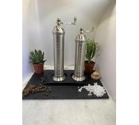 Alexander 705/708 Lot de 2 moulins à poivre grecs européens authentiques en cuivre et laiton 25,4 cm et moulin à sel de 20,3 cm, broyage réglable, design vintage, cadeau de cuisine élégant, fait à la