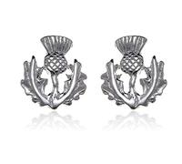 Alexander Castle Boucles D'oreilles Chardon Écossais en Argent Sterling 925 Puces D'oreilles 12mm x 12mm avec Coffret Cadeau Bijoux